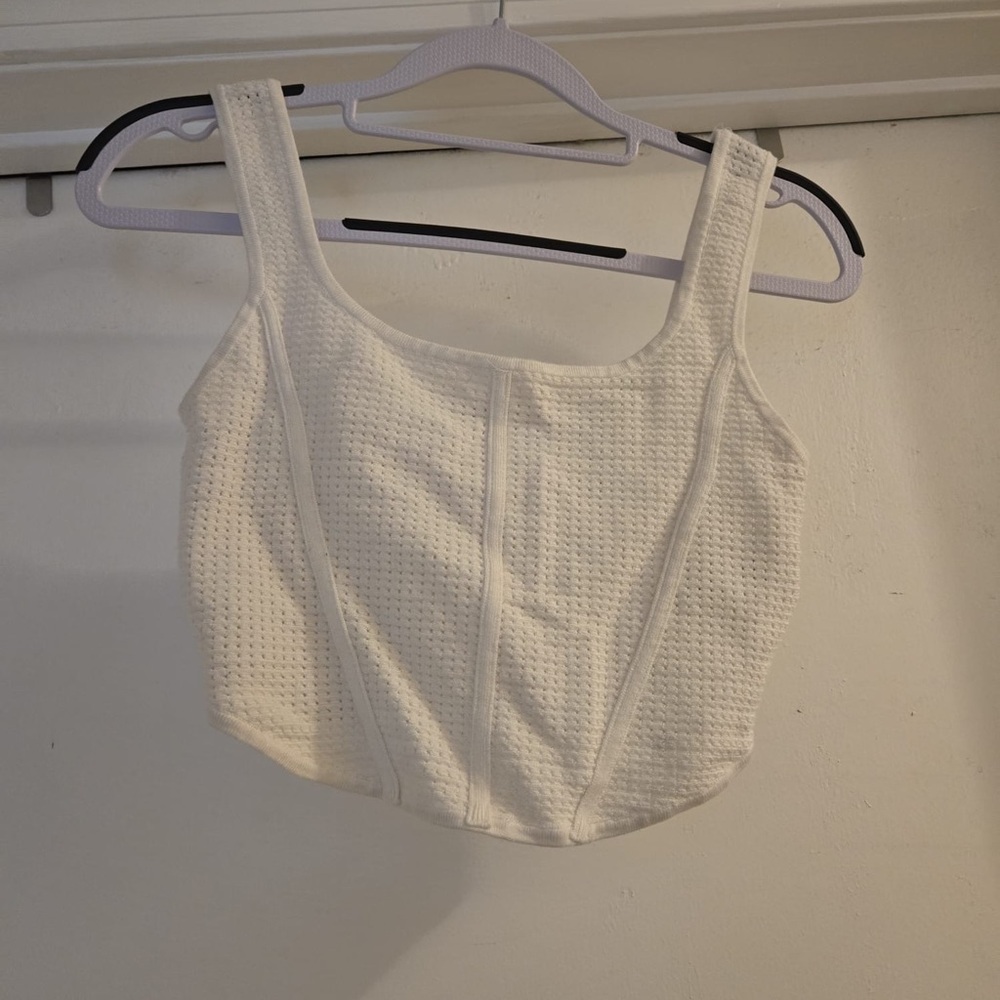 White Textured Crop Top